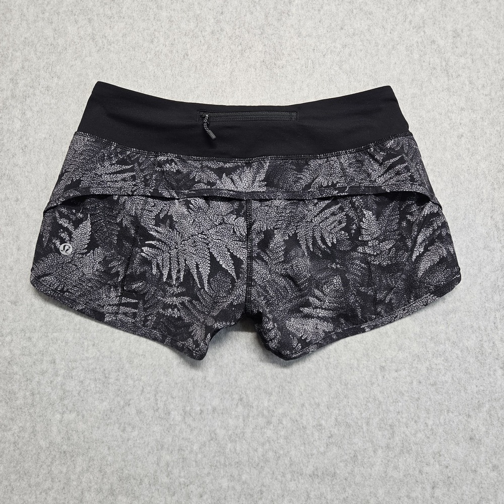Lululemon Speed Short  3"‎ Inseam Womens Sz. 4 Multi Black Lined - Picture 8 of 10